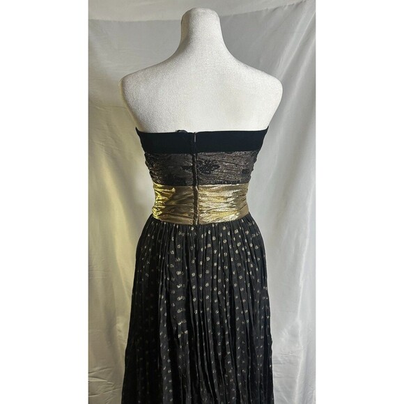 Escada Tulle Black & Gold Dress Gown Silk & Gold Metallic Thread Size 36 - Picture 3 of 5